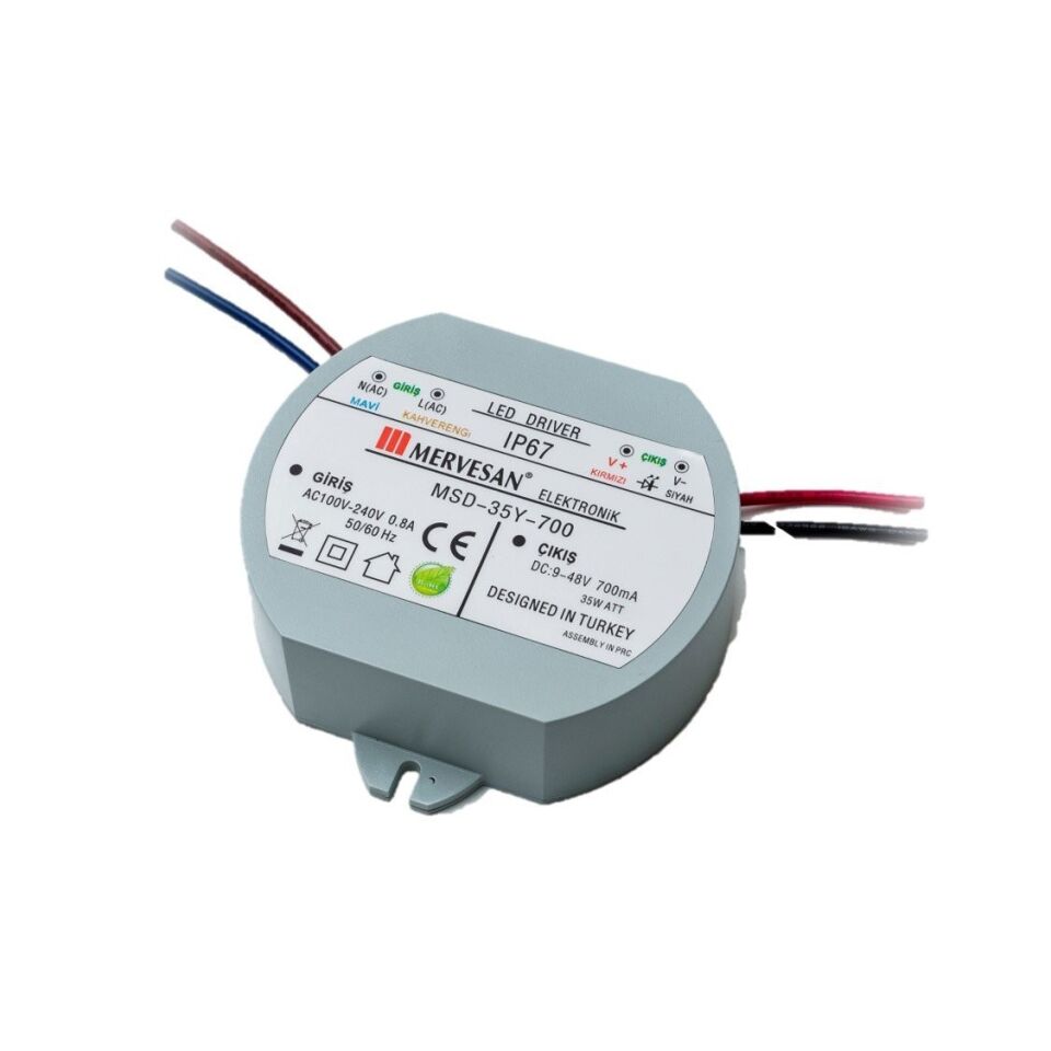 Mervesan 700mA 35W Sabit Akım Dairesel Ac/Dc Smps Led Driver MSD-35Y-700
