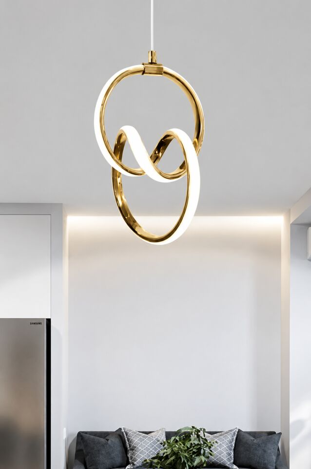 Nord Light Zen Modern LED Sarkıt Avize Gold 2 Halkalı Dekoratif NL-1055