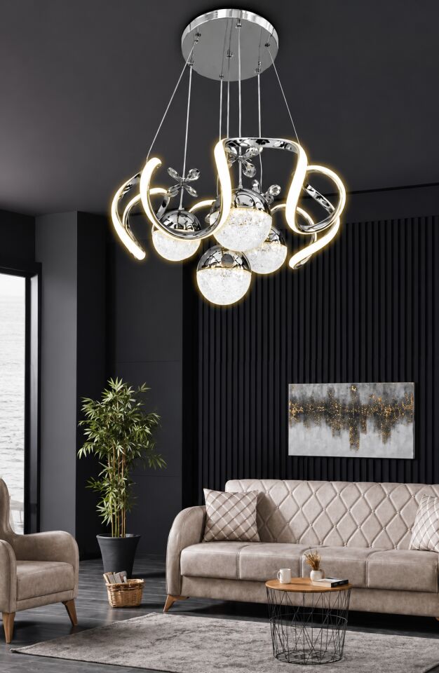 Nord Light 4 Toplu 3 Renk Ledli Avize Krom NL-1002