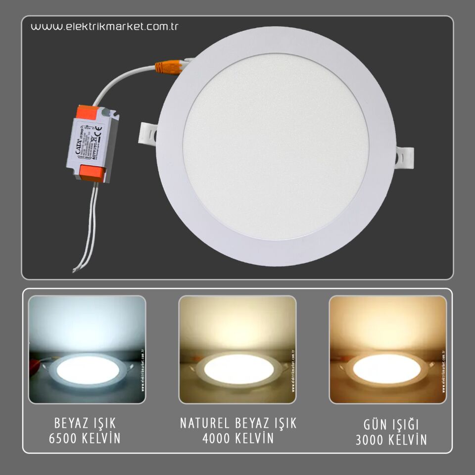 Cata 15W 6400K Beyaz Işık Plus Slım Panel Led Armatür CT-5647