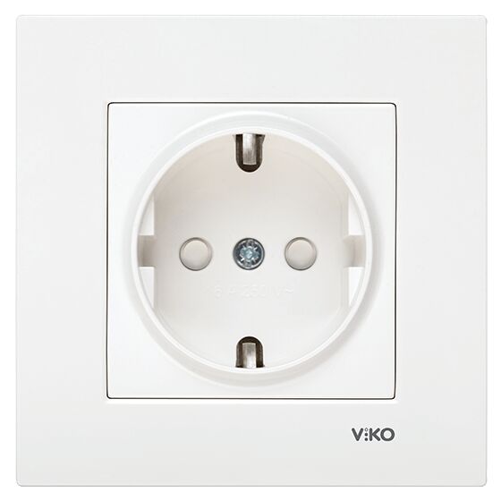 Viko Karre Çocuk Korumalı Topraklı Priz - Beyaz (Çerçeve Hariç) 90967042