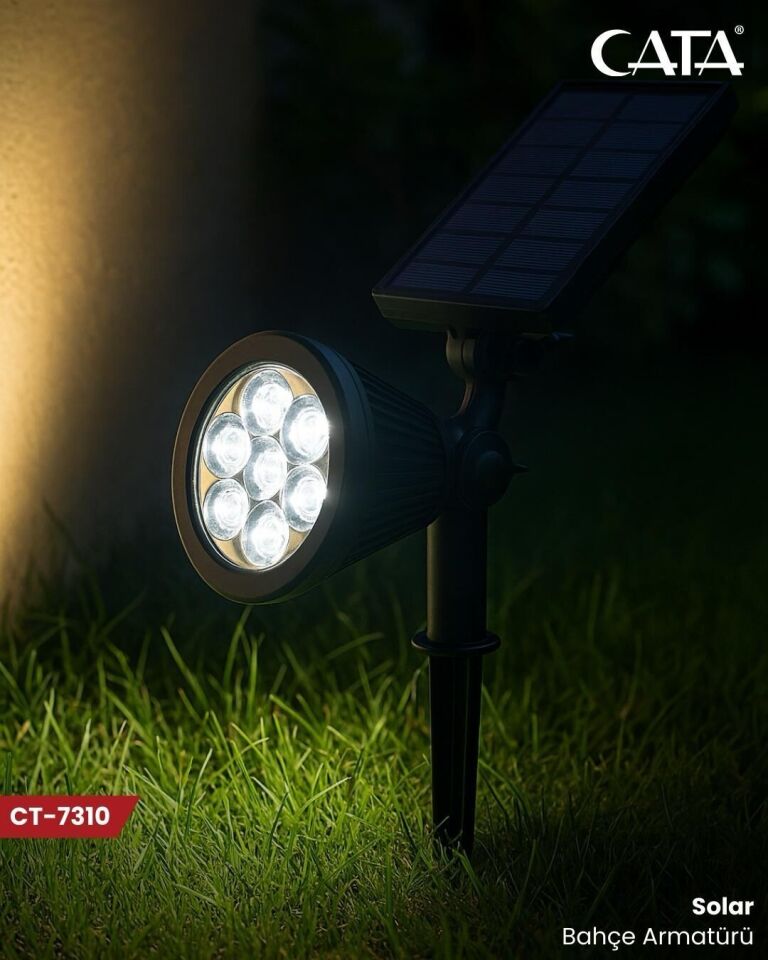 Cata Amber Işık 7W Solar Bahçe Armatürü Şarjlı CT-7310A